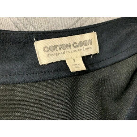 Cotton Candy Womens Solid Black Faux Suede Lace Up Short Sleeve Crop Top Small - Picture 5 of 6